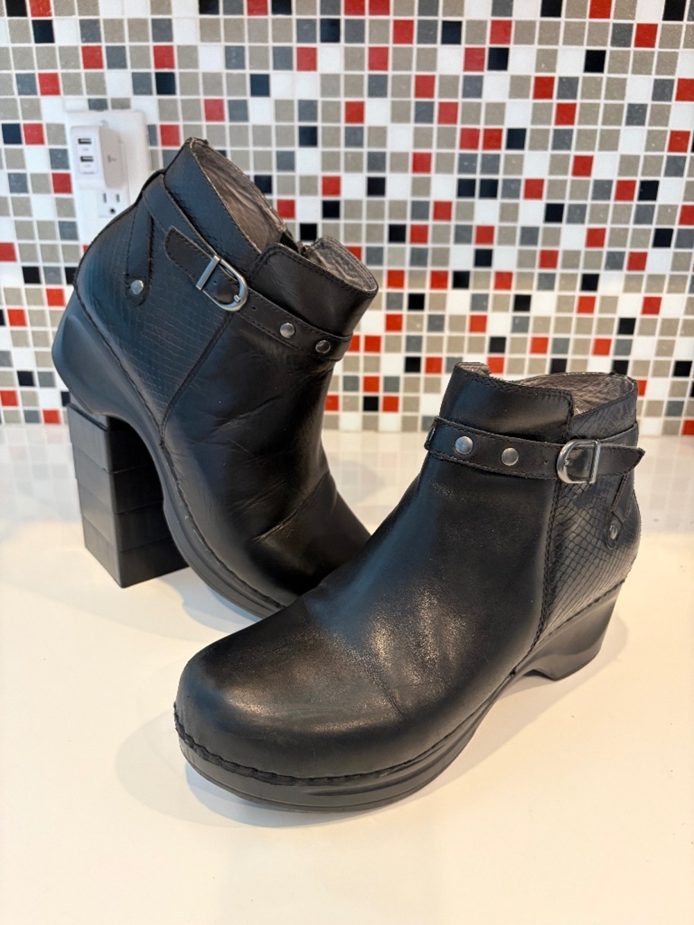 Sanita Studded Dakota Ankle Boot - Black Leather - 41 EU ( 9.5-10 US)